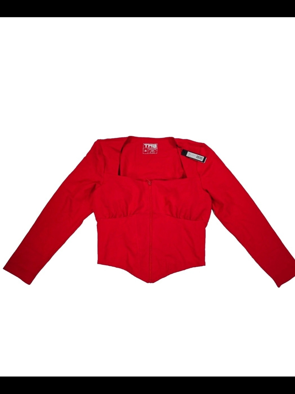 TA3 Long Sleeve Sweetheart Corsety Top Red Size 3X  Shapewear Sculpting Snatched